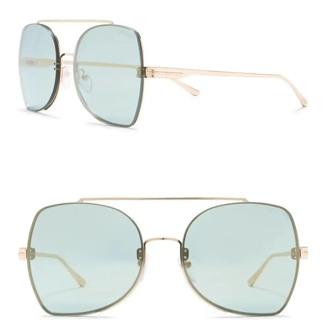 Tom Ford Scout TF656 28Q 58mm Oversized Butterfly Sunglasses Gold / Green