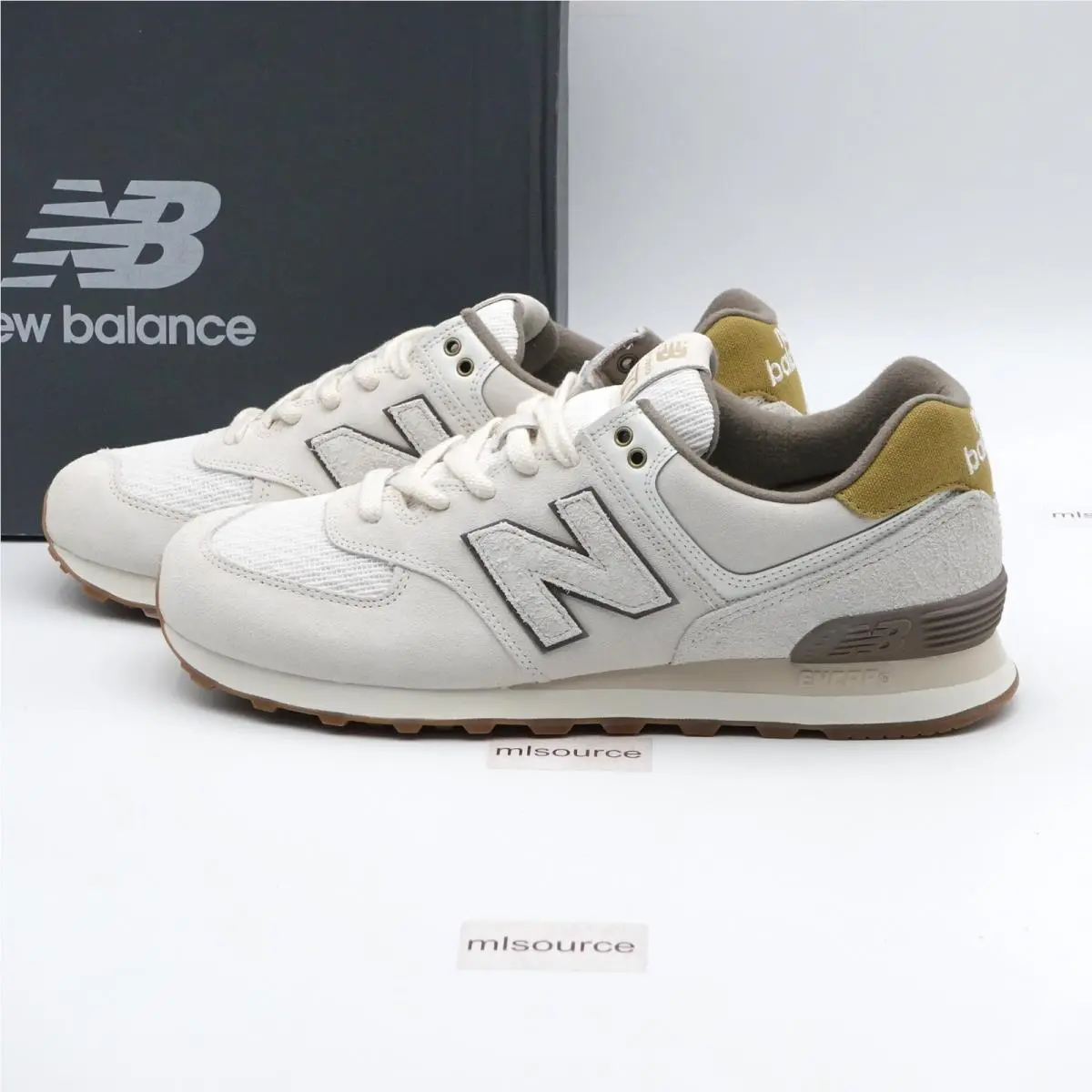 Size 12 Men`s New Balance 574 Suede Sneakers U574805 Dark Arctic Grey/black