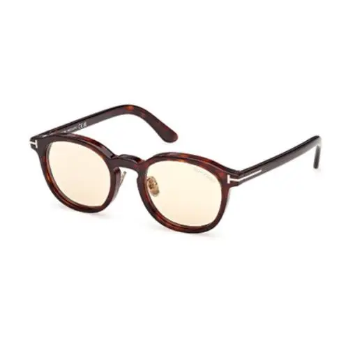 FT1277-D 54E Red Havana/ Brown Round Men`s Sunglasses by Tom Ford