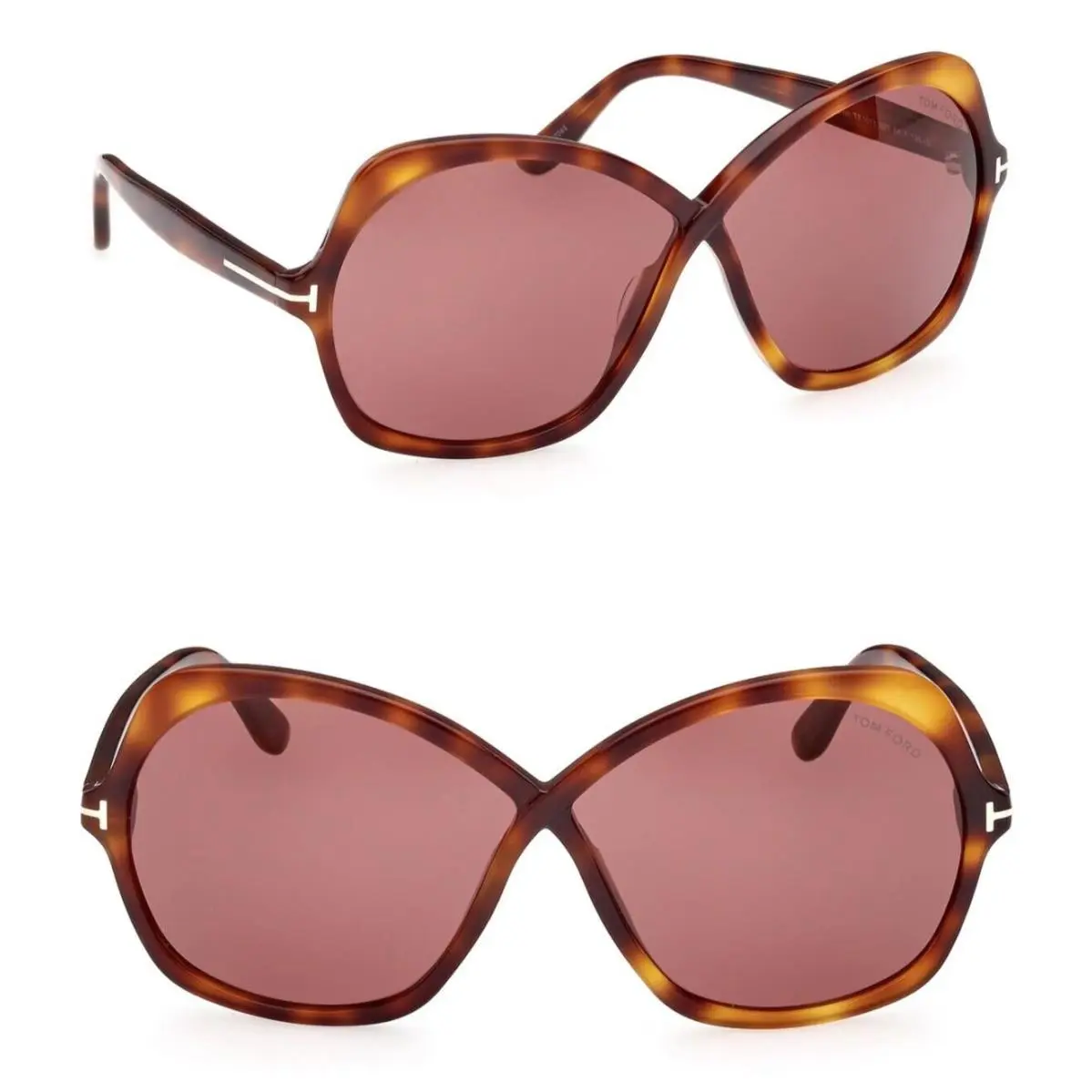 Rosemin TF1013 52Y 64mm Oversized Butterfly Sunglasses Havana / Violet by Tom Ford