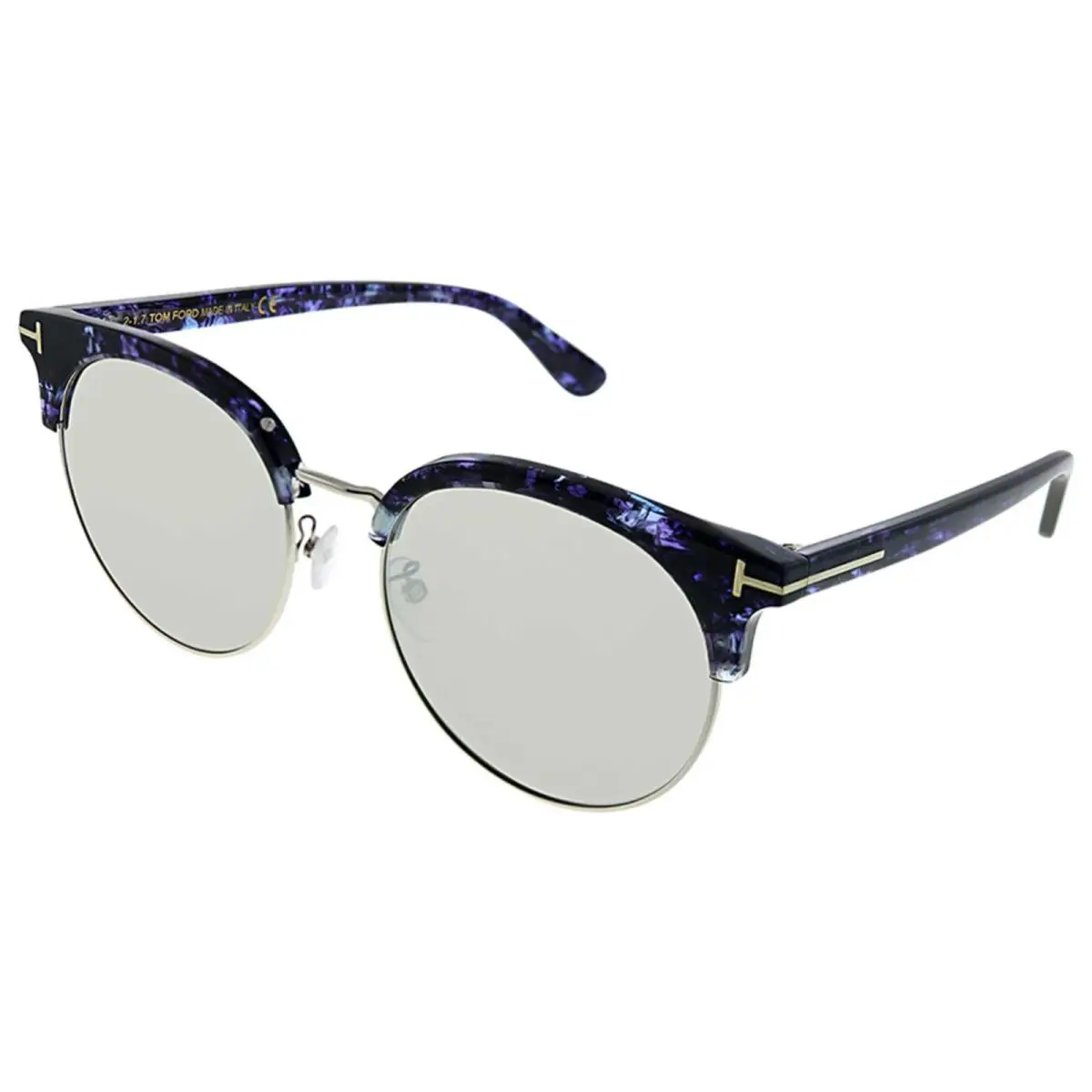 FT TF545-K 83C Round Purple Havana/mirror Silver Sunglasses by Tom Ford