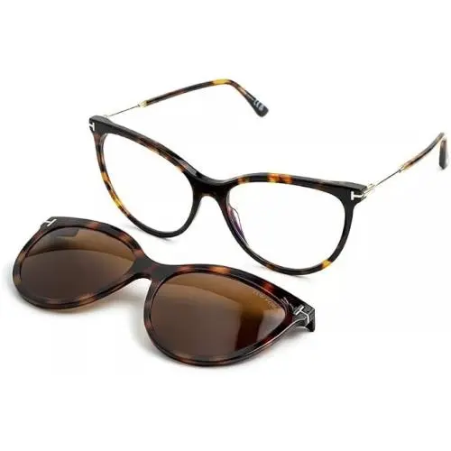 Tom Ford Eyeglasses w Clip On Sunglasses - FT5994B 052 - Dark Havana / Brown