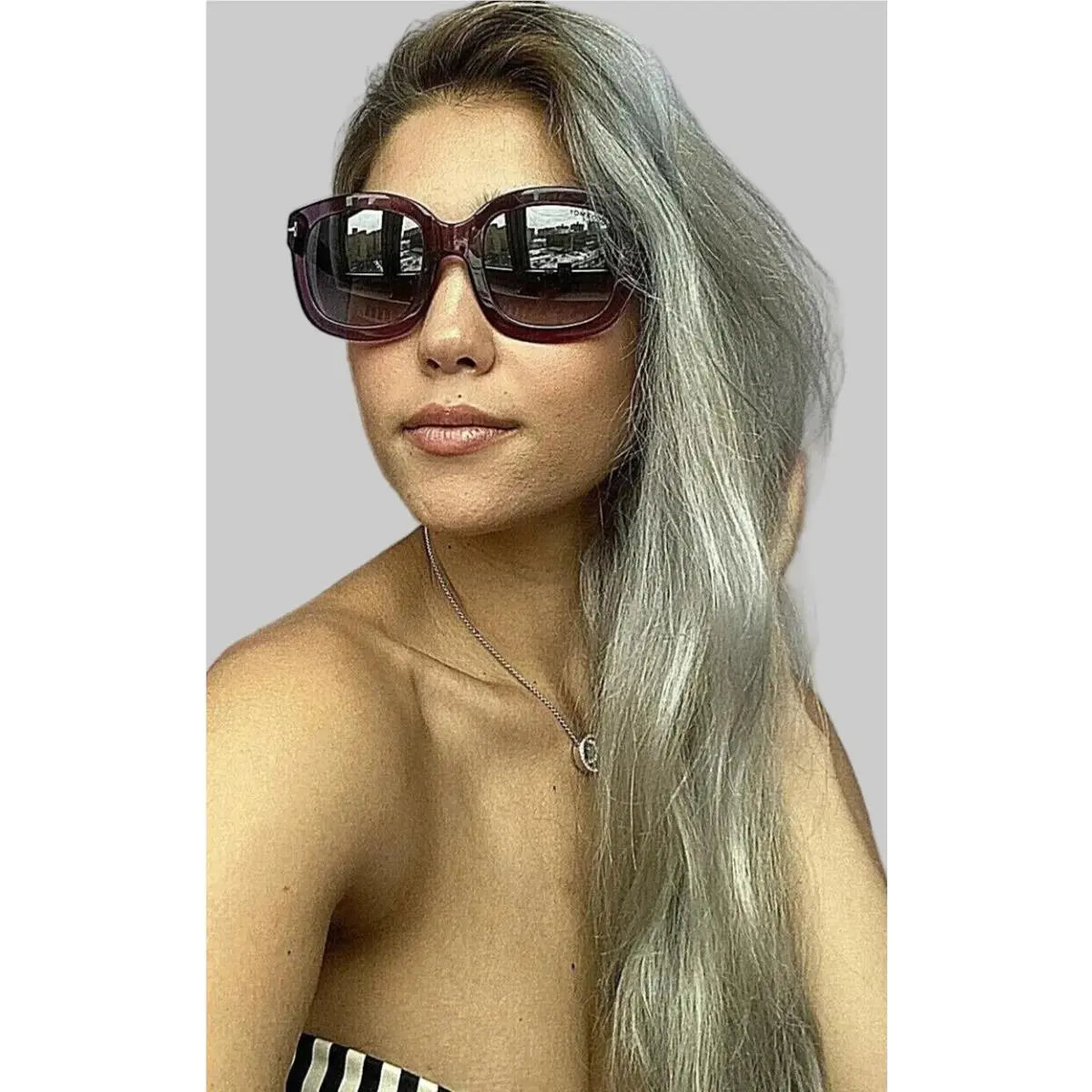 TF FT 279 90W Christophe Purple Oversized Women`s Sunglasses Italy by Tom Ford