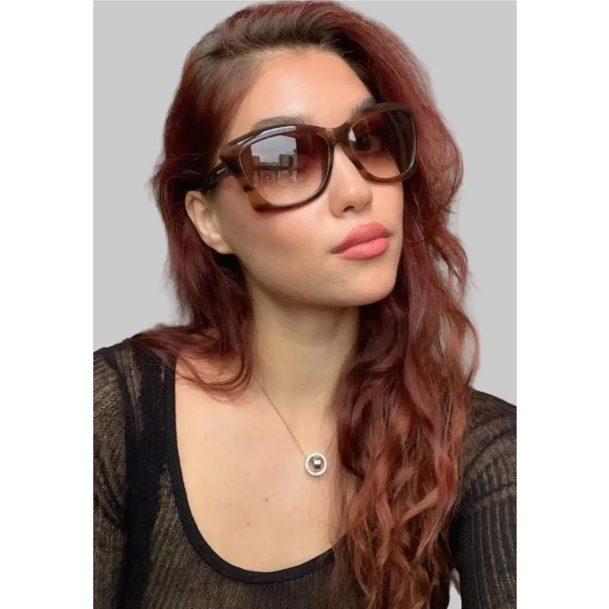 Gradient Oversized Havana 59mm Women`s Sunglasses by Tom Ford