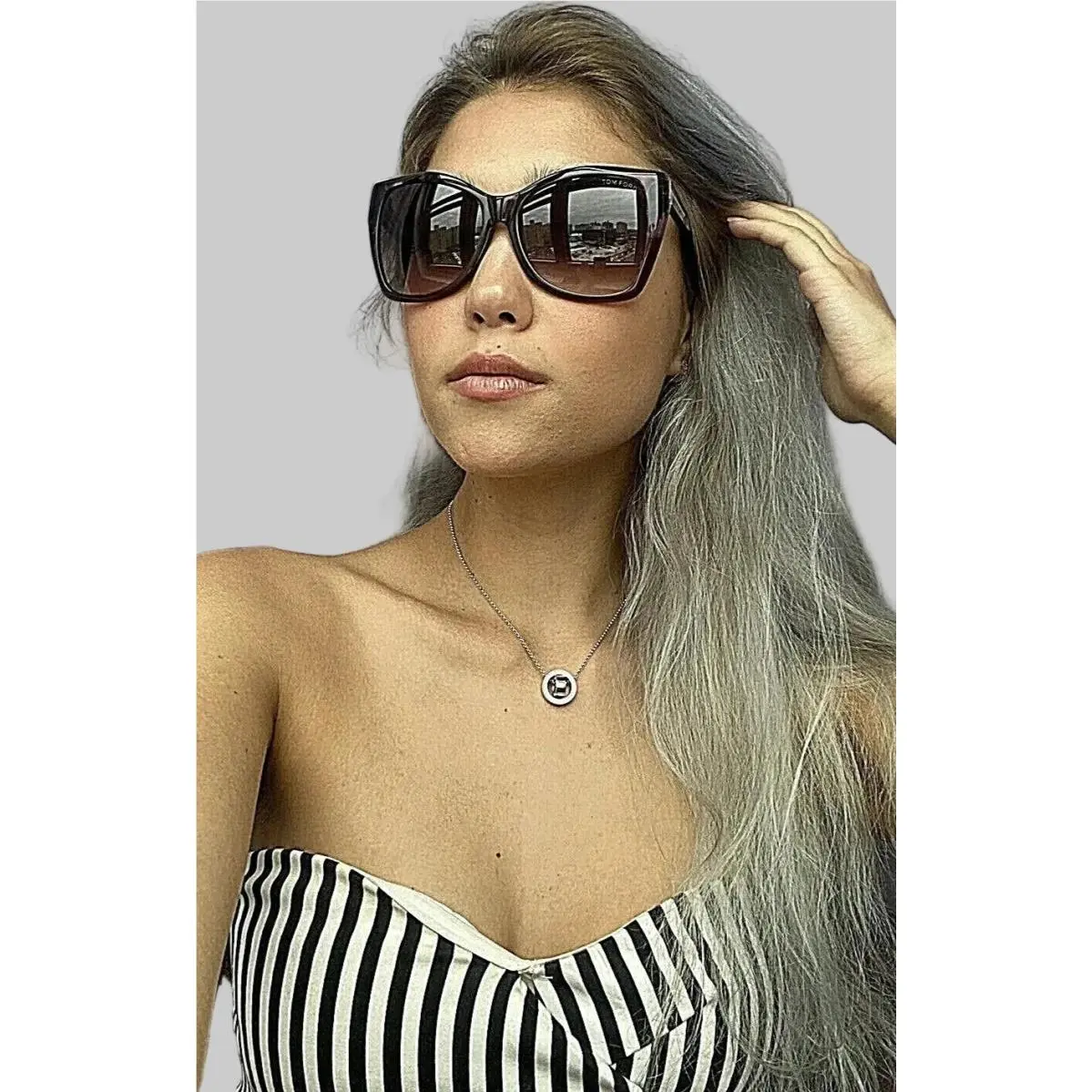 TF FT 295 55Z Carli 57mm Purple Oversized Gradient Women`s Sunglasses by Tom Ford