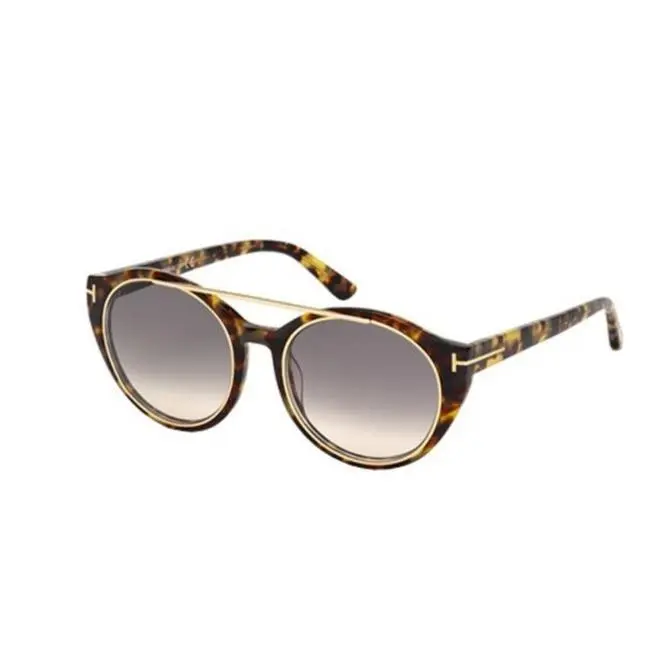 FT TF383 56B Round Blonde Havana/gray 52 mm Sunglasses by Tom Ford