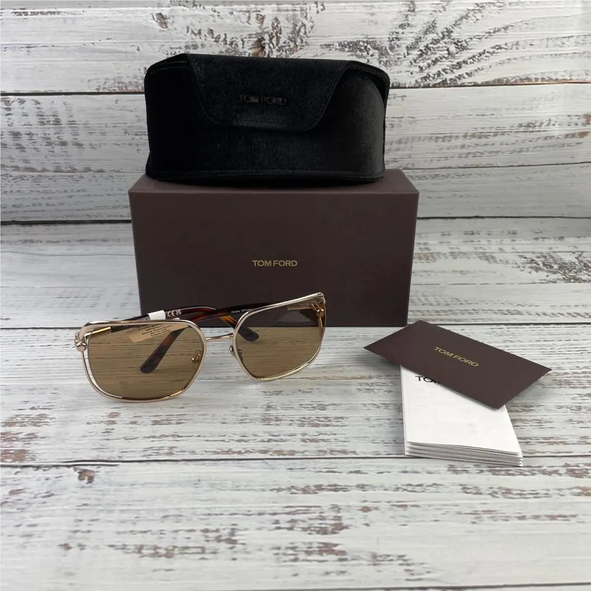 Goldie FT1092 Unisex 60-18-120 Sunglasses Shiny Rose Gold Brown by Tom Ford