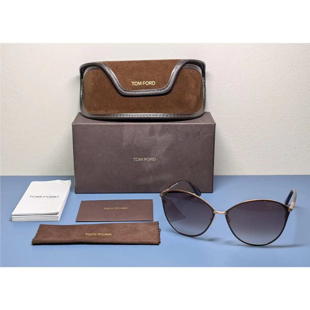 Penelope TF320 28F 59-15-130 Rose Gold Brown Sunglasses by Tom Ford