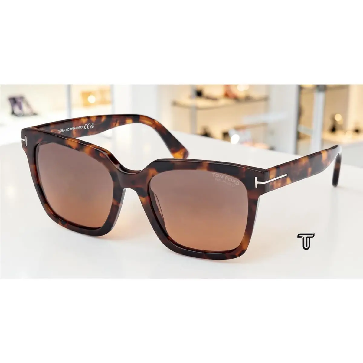 FT0952 52H Selby Dark Havana Brown Polarized 55 mm Women`s Sunglasses by Tom Ford