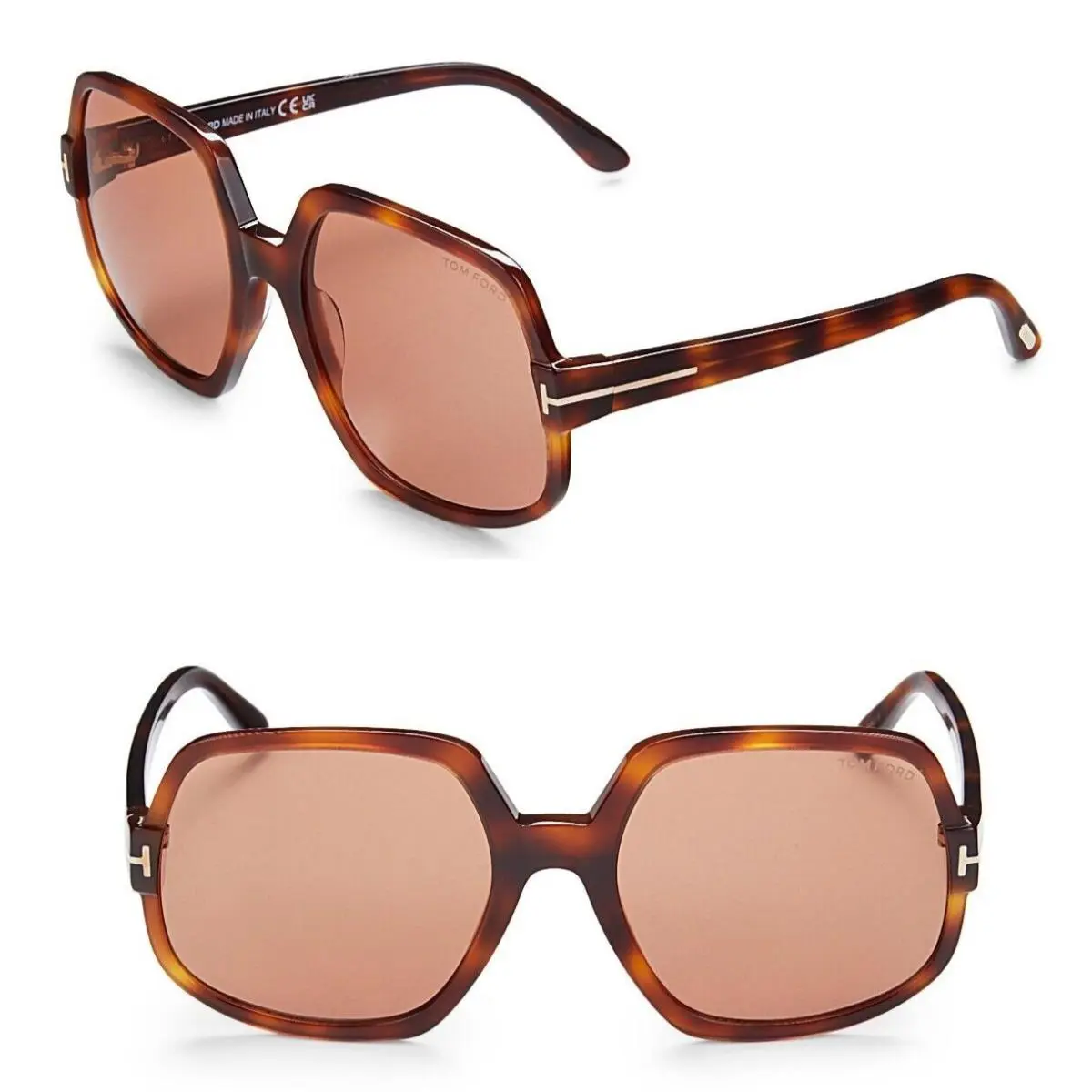 Delphine-02 TF992 52E 60mm Oversized Butterfly Sunglasses Havana Brown by Tom Ford