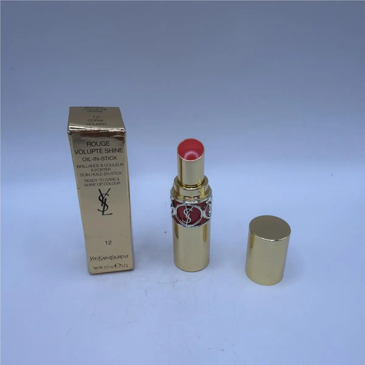 Ysl Yves Saint Laurent Rouge Volupte Shine Lip Oil-in-stick 12 Corail Dolman 3.2