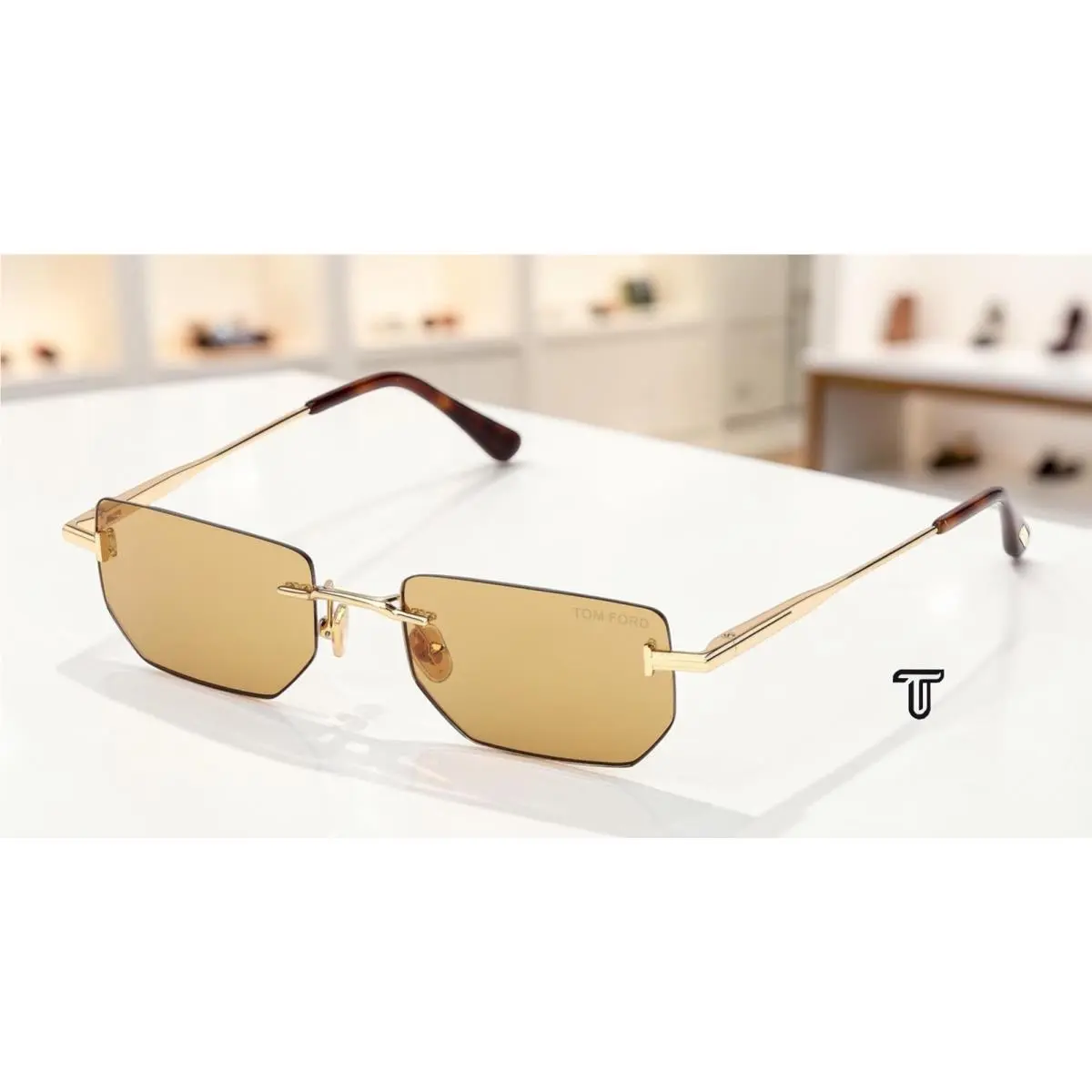 FT1355 30E Metal Shiny Deep Gold Brown 53 mm Unisex Sunglasses by Tom Ford