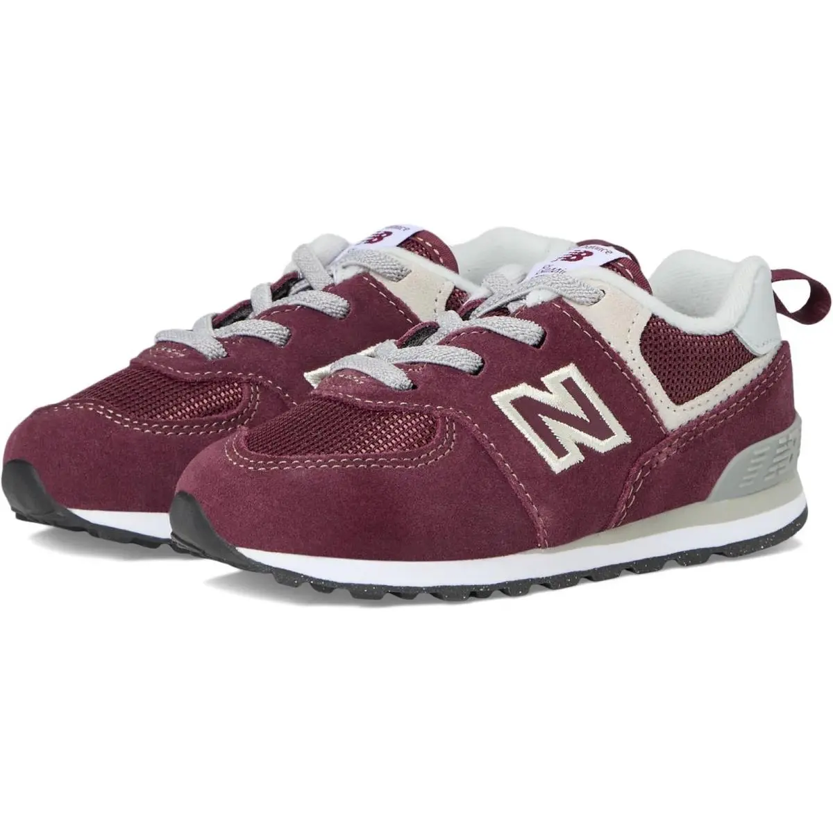 New Balance D2316 Toddler Kids Burgundy/white 574 Bungee Lace Sneakers Size 6M - Red