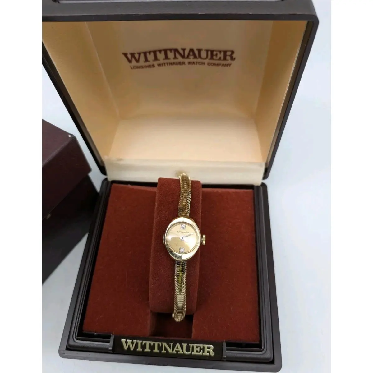 Working Ladies Wittnauer Gold Tone Diamond Dial Mechanical Cocktail Watch Works