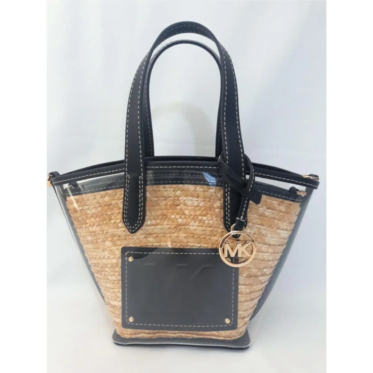 Michael Kors Kimber Small 2-IN-1 Vinyl Straw Convertible Tote Bag