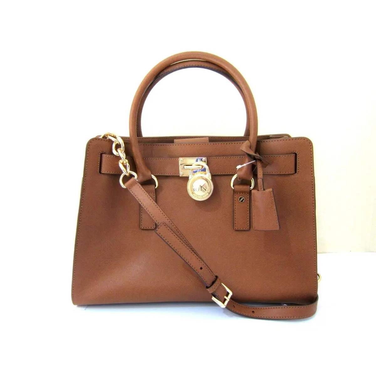 Larg Michael Kors Hamilton Leather Satchel Lock Key Shoulder Bag Carryon Luggage