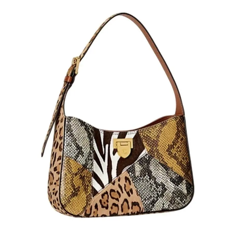 Lauren  Falynn Patchwork Shoulder Bag Python Embossed Calf Hair by Ralph Lauren