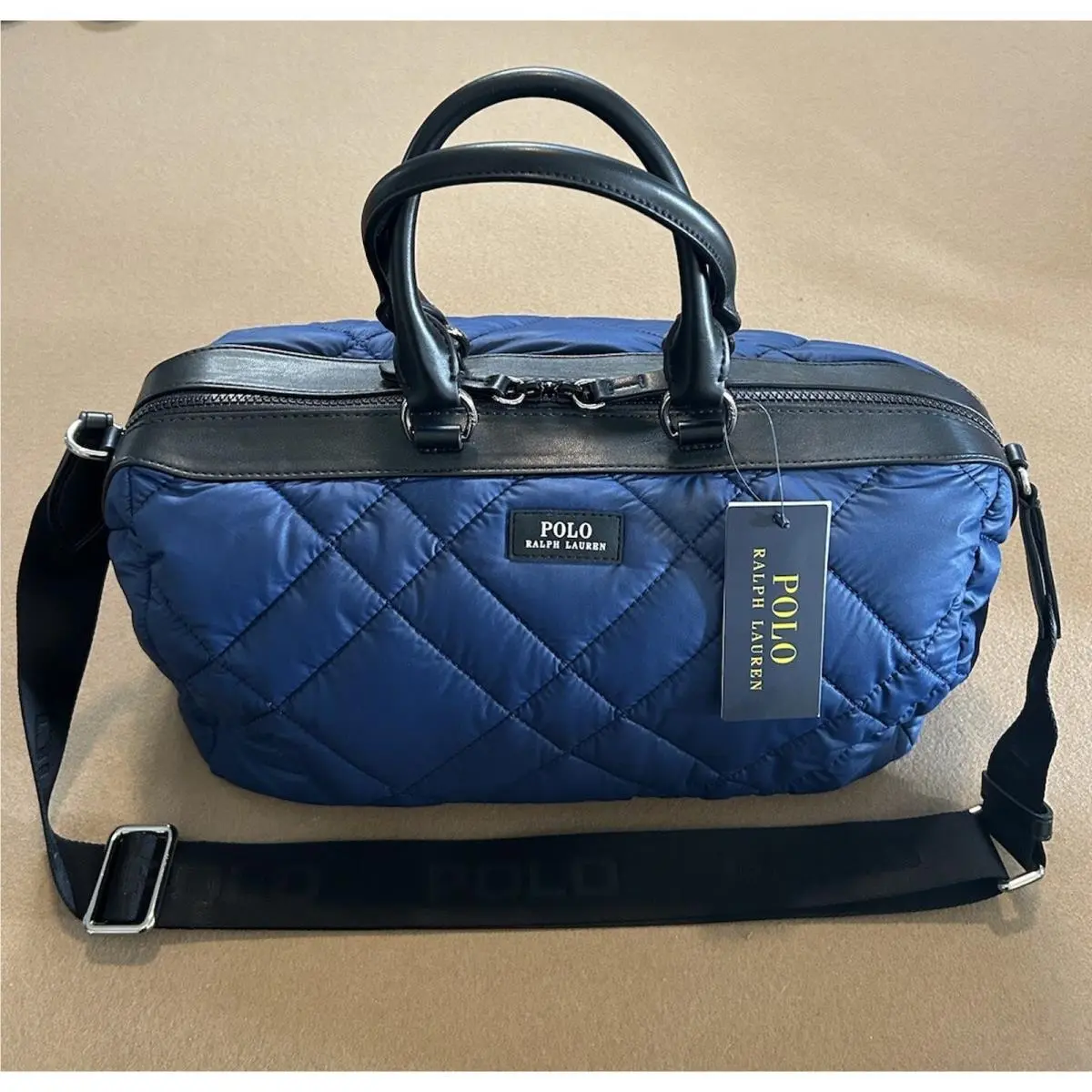 Polo  Women`s Small Quilted Handbag/ Crossbody Duffle Navy 15x8x7 by Ralph Lauren