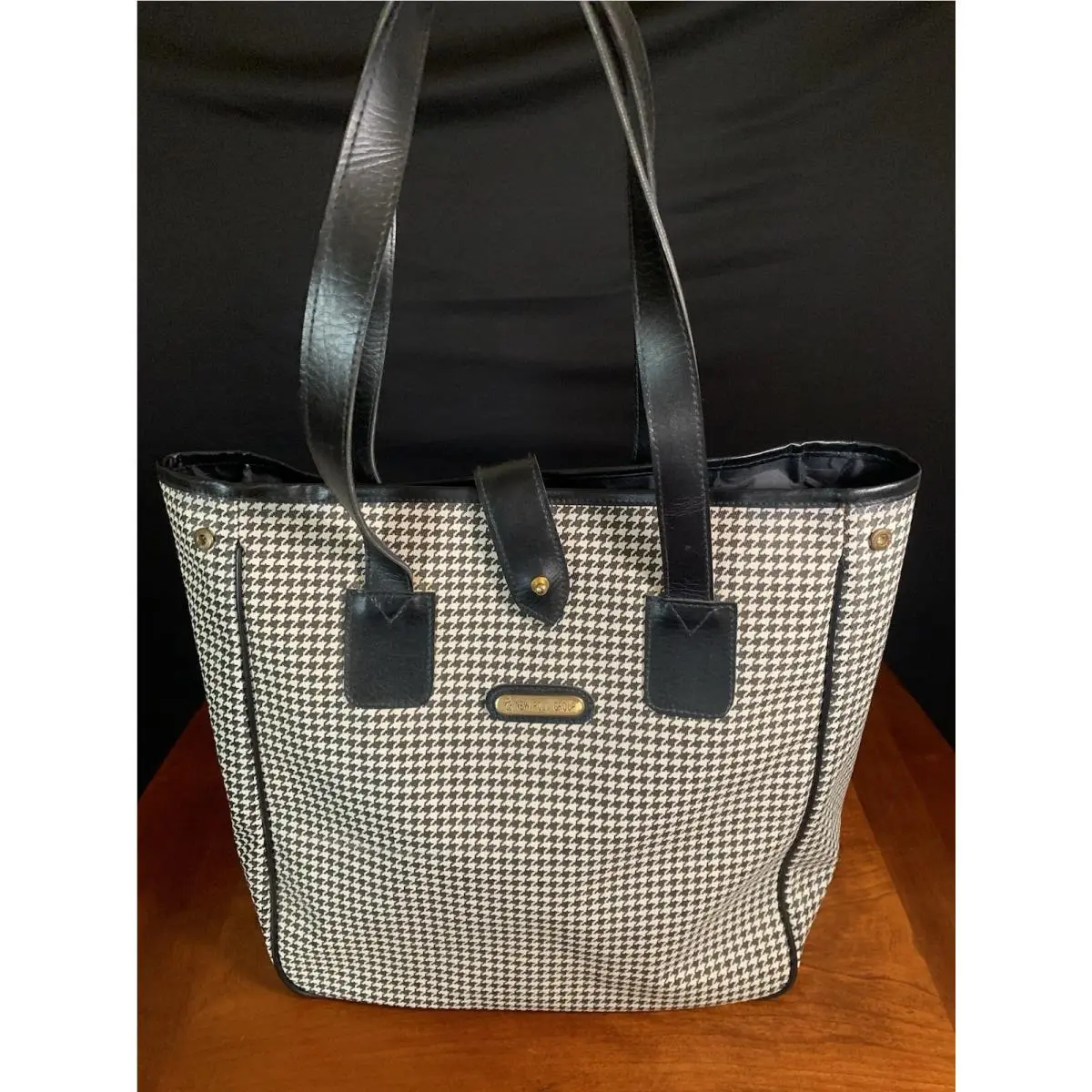 Vtg  Houndstooth Tote Bag Women’s Tags Included by Ralph Lauren