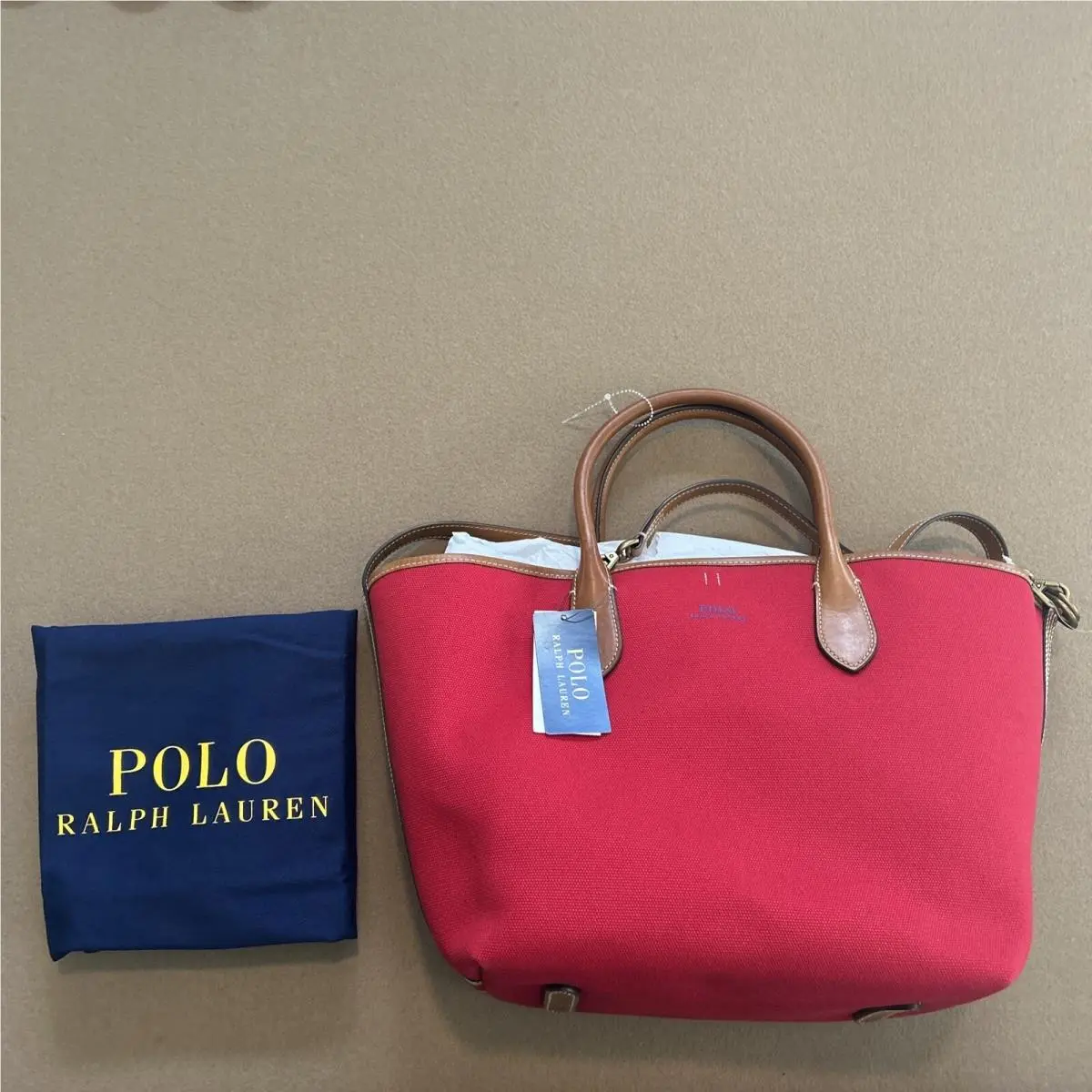 Reversible Polo  Bellport Medium Canvas Tote Red Navy by Ralph Lauren