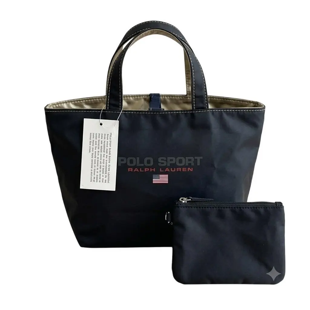 Vintage 90s Polo Sport  Reversible Mini Tote Bag Pouch Black by Ralph Lauren
