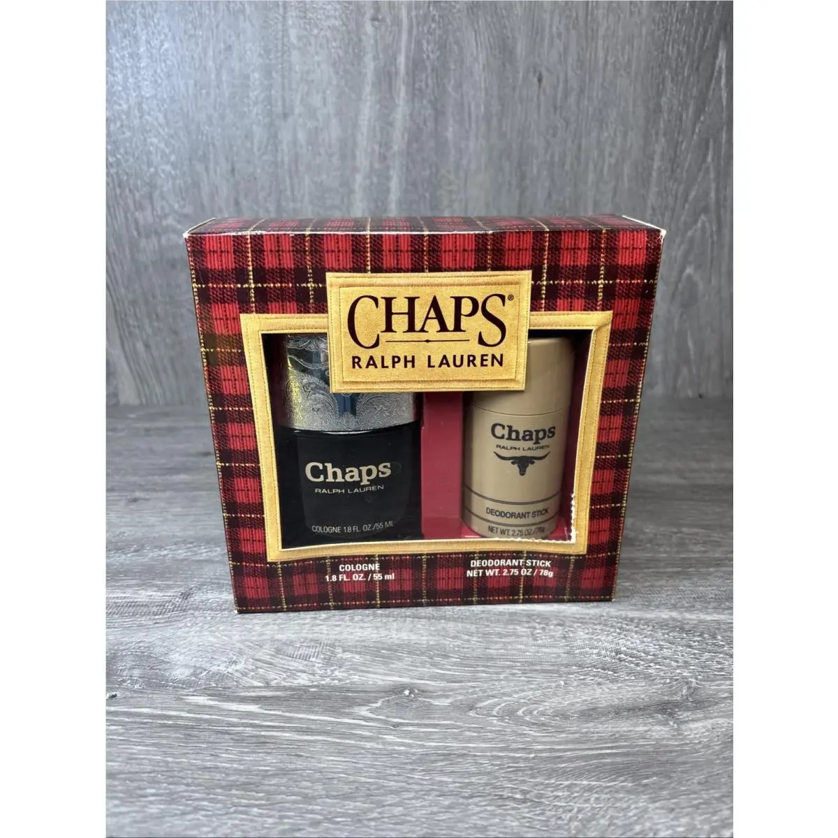 Vintage Chaps  Set Cologne 1.8oz and Deodorant Stick 2.75 Oz 2002 by Ralph Lauren