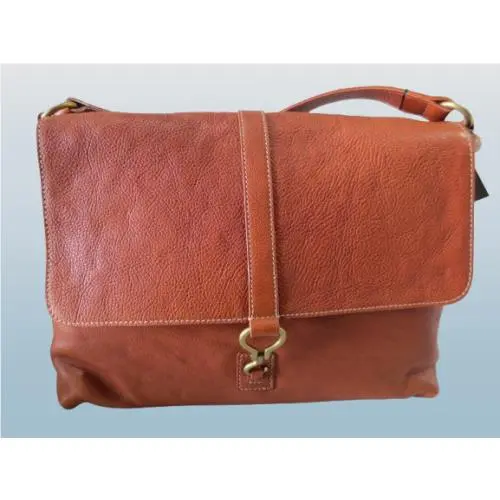Vintage Lauren BY Ralph Lauren Brown Leather Saddle Bag 14 x 4.5 x 11