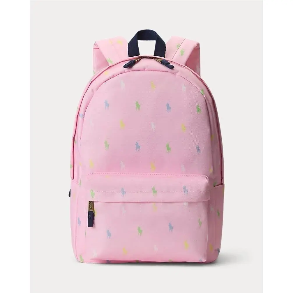 Polo Ralph Lauren Canvas All Over Print Multicolor Pony Backpack Pink
