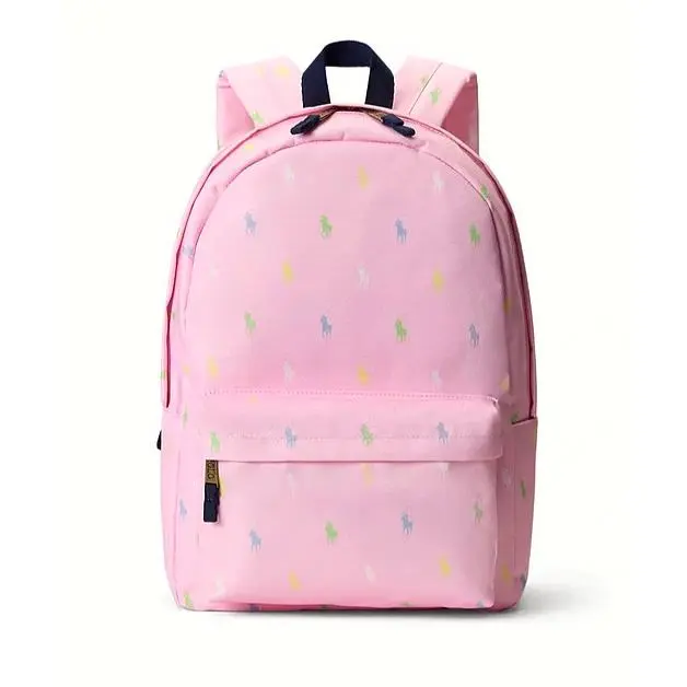 Polo  Allover Pony Logo Backpack Laptop Bag Light Pink by Ralph Lauren