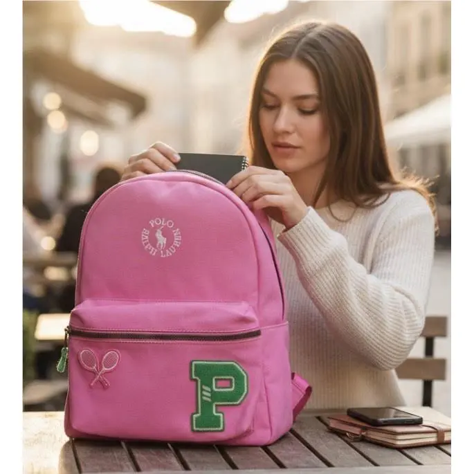 Polo Ralph Lauren Rrl Tennis Patch Laguna Pink School Backpack Bag
