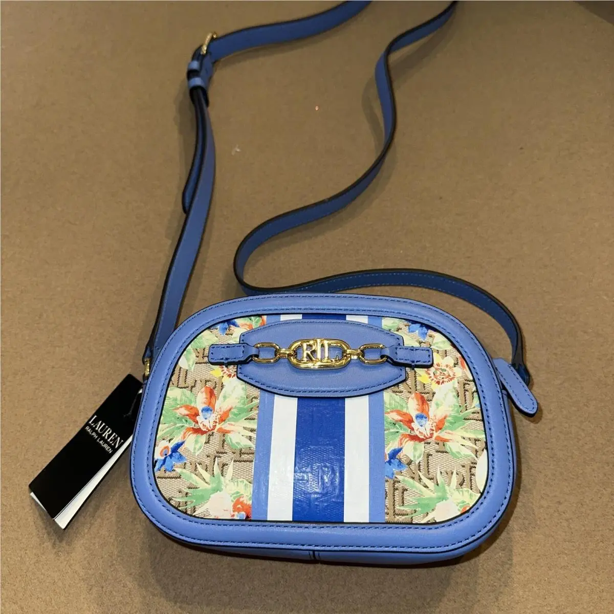 Lauren  Monogram Medium Jordynn Crossbody Bag Blue by Ralph Lauren