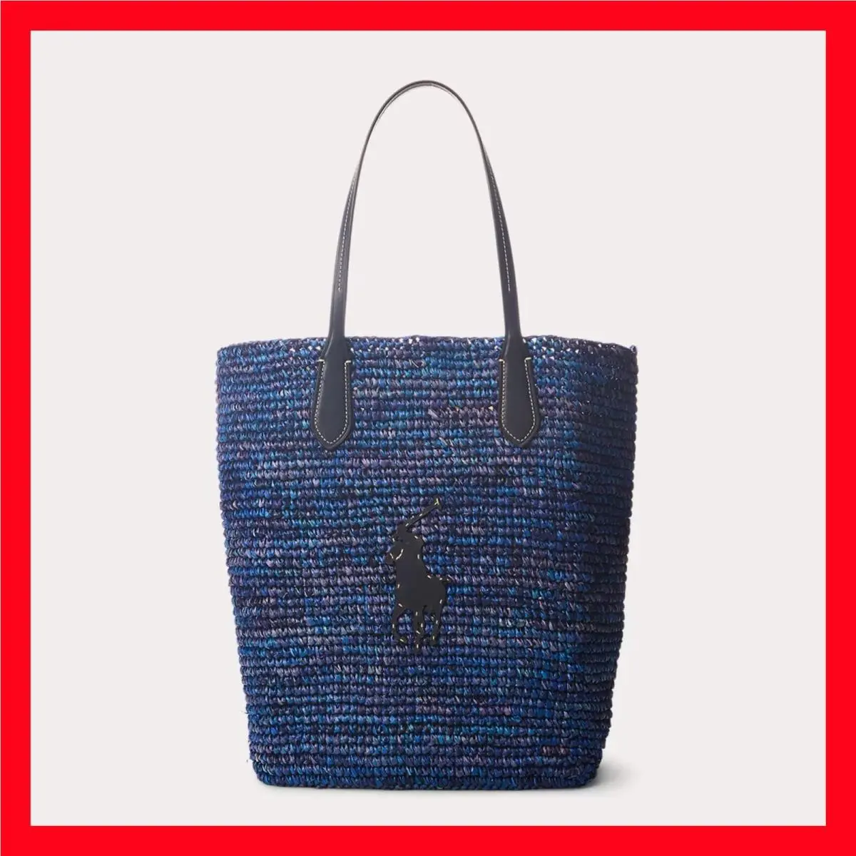 Polo  Big Pony Raffia Large Tote Blue Purple by Ralph Lauren