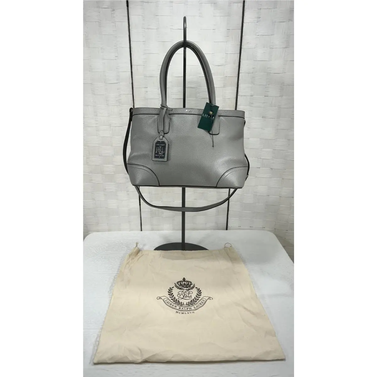 Ralph Lauren Fairfield City Shopper Dove Gray Purse Womens