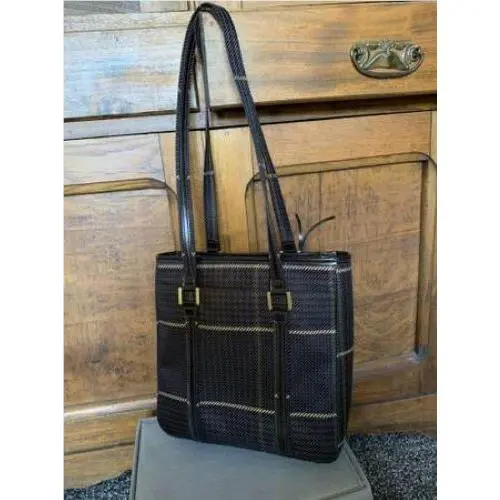 Lauren  Brown/black Tweed Fabric Purse W/leather Trim by Ralph Lauren