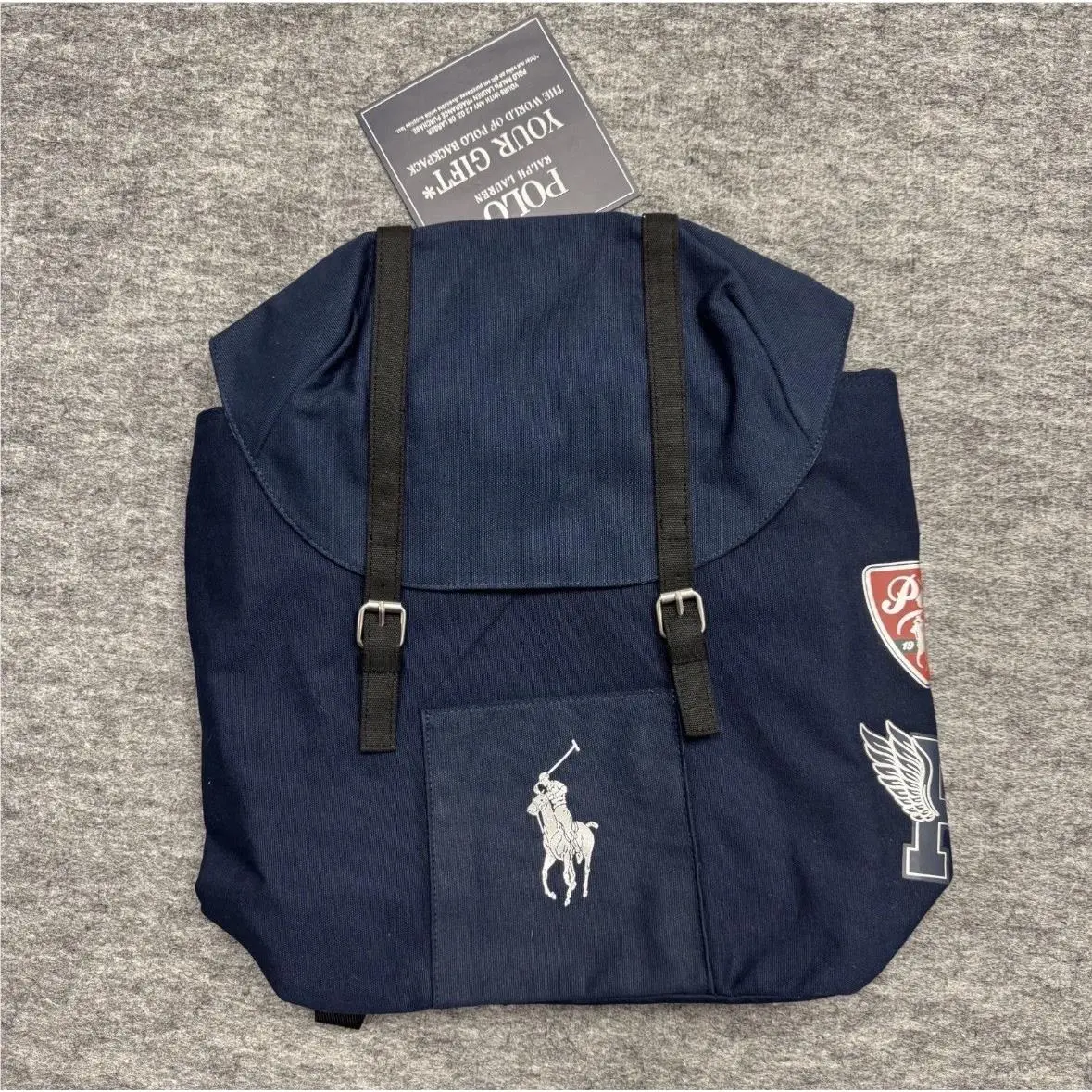 Nos  Fragrances World OF Polo Backpack Navy Blue Pony by Ralph Lauren