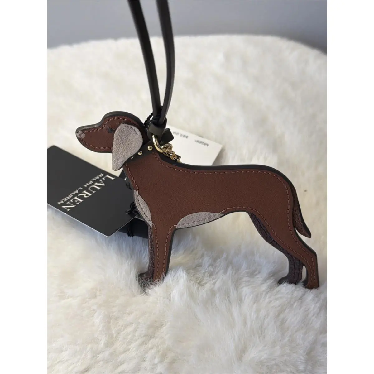 Lauren  Dog Leather Charm Tan by Ralph Lauren