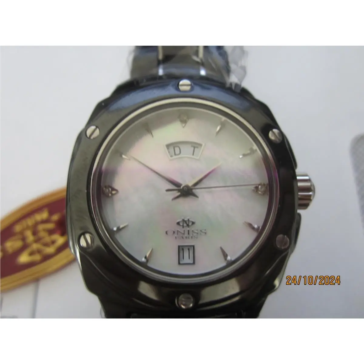 Oniss Lady`s Watch Quartz All Ceramic Mop Black Sapphire ON436-L/BLK