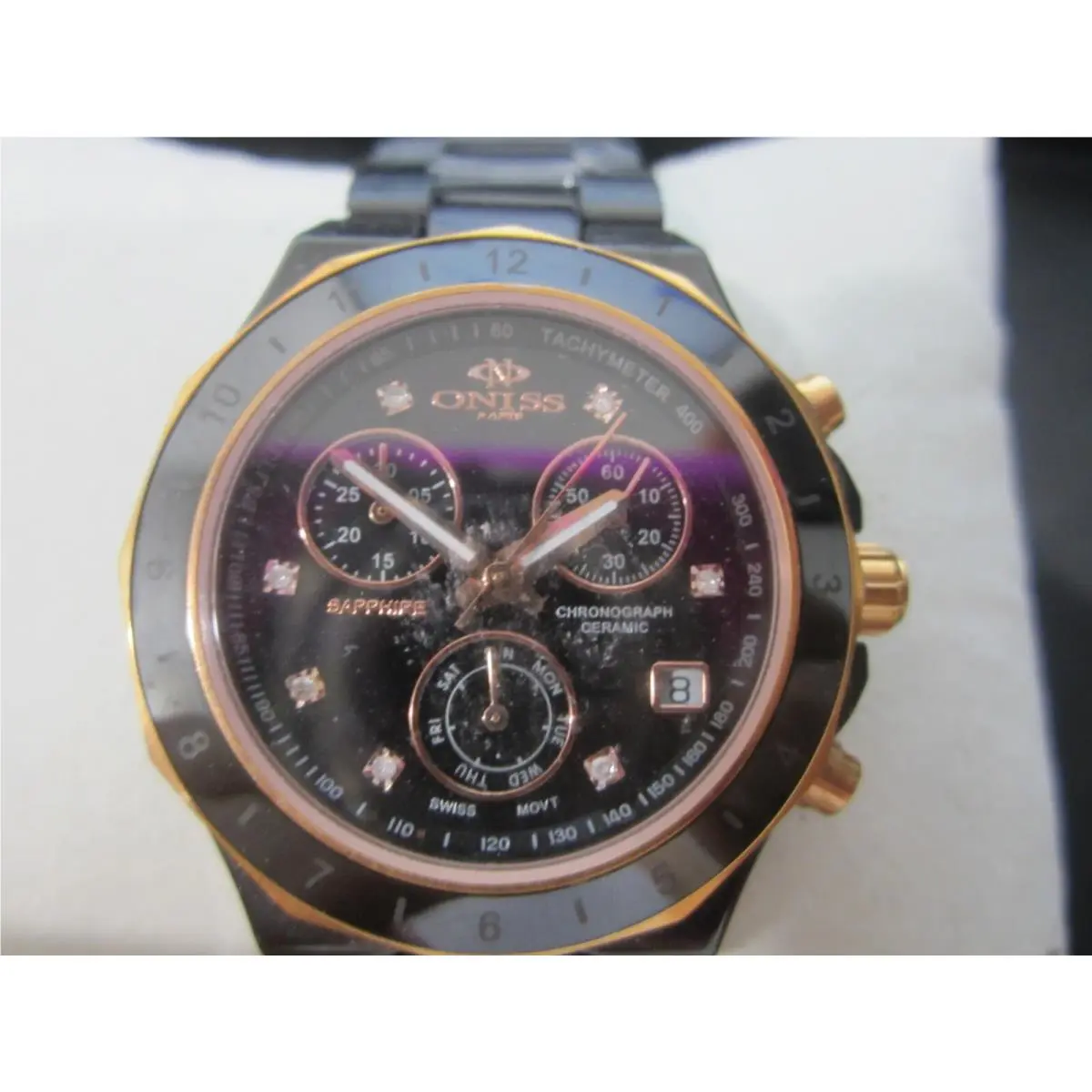 Oniss Lady`s Watch Quartz All Black Ceramic Sapphire ON8203-LRG