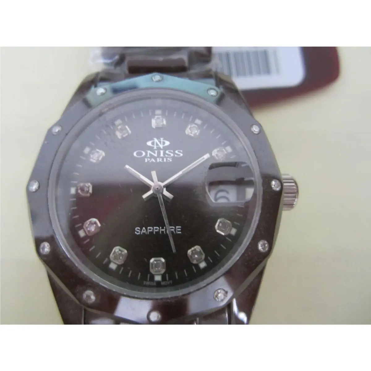 Oniss Lady`s Watch Quartz All Brown Ceramic Diamond Mop Sapphire ON601-LS