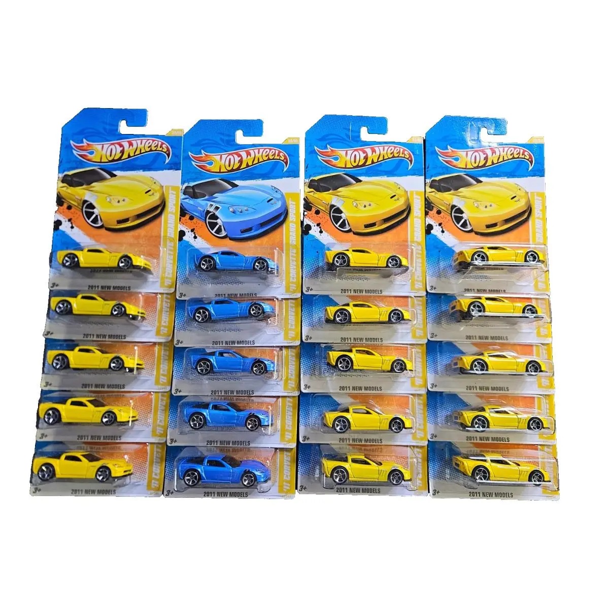 20 Hot Wheels `11 Corvette Grand Sport Yellow Blue 2011 Models 32/244