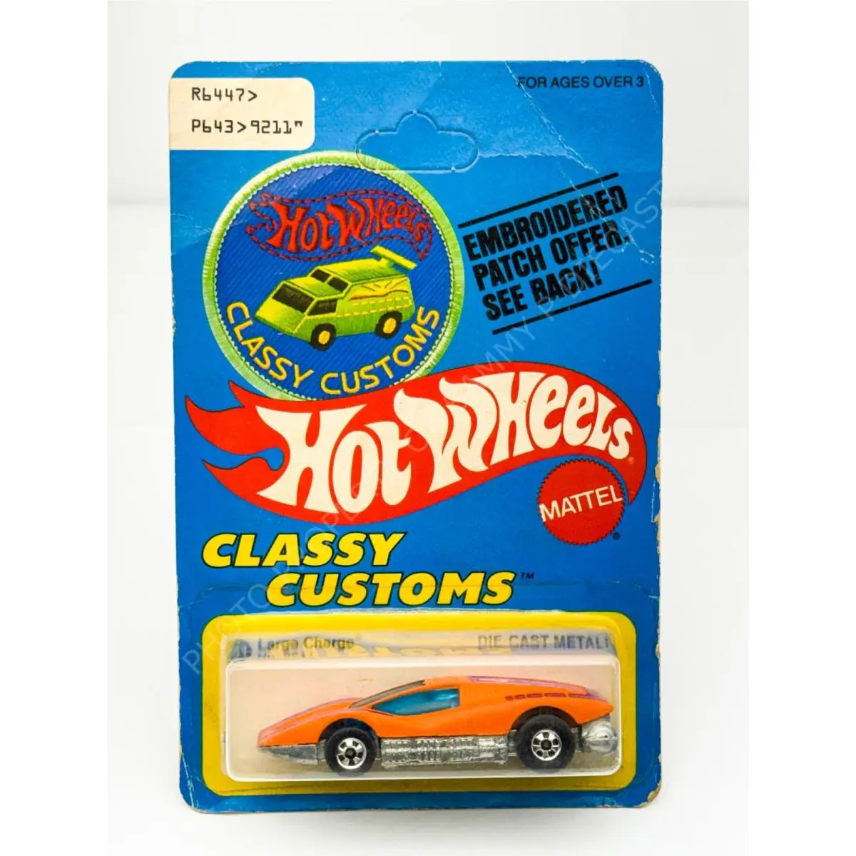 Hot Wheels Blackwall Large Charge Classy Customs 9211 Patch Card Blister