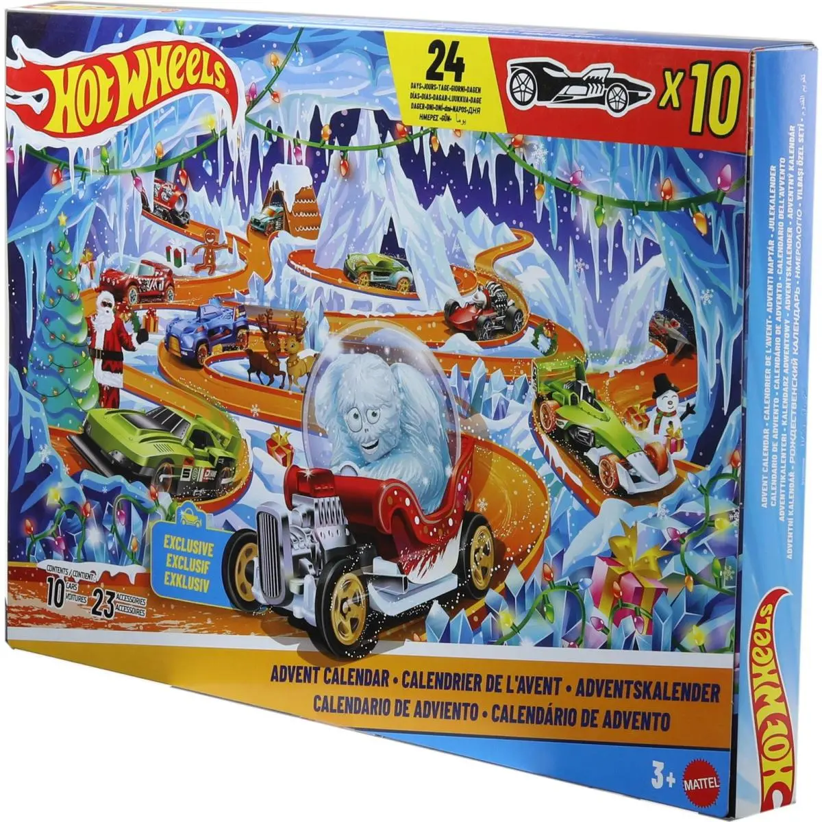 Hot Wheels Toy Cars Playset 2026 Advent Calendar with 10 Vehicles in 1:64 - Multicolor