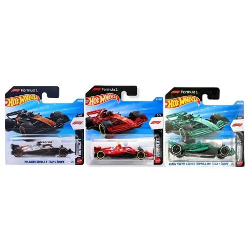 Hot Wheels Formula 1 Cars Mclaren Ferrari Aston Martin Aramco Teams Short Card