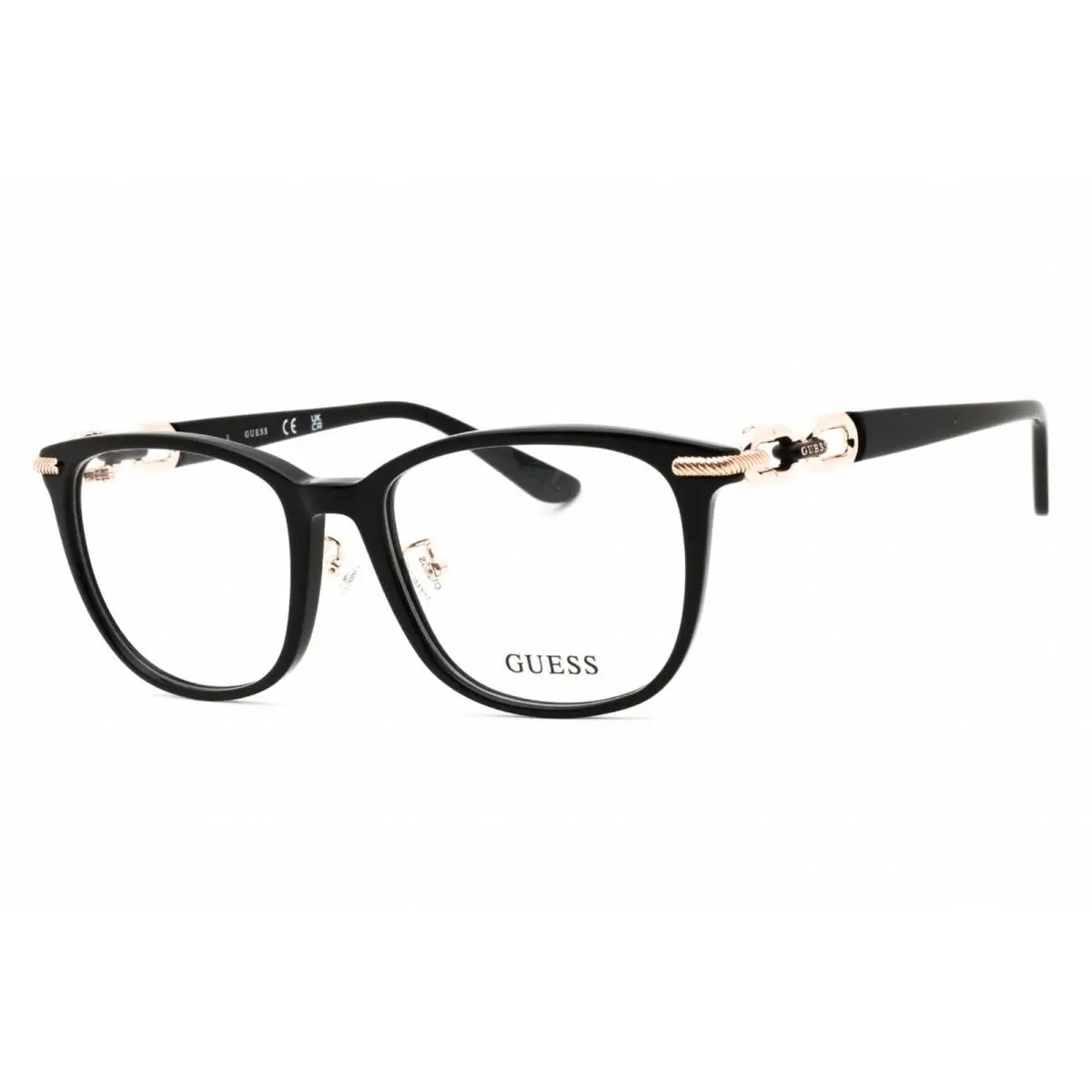 Guess GU50203-D 001 Women`s Oval Shape Eyeglasses Shiny Black Acetate Full Rim