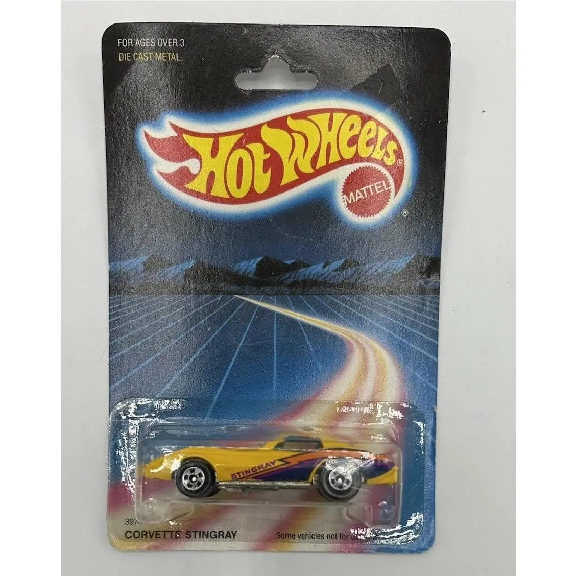 1980’s Hot Wheels Corvette Stingray No. 3974 Moc Yellow w/ BW