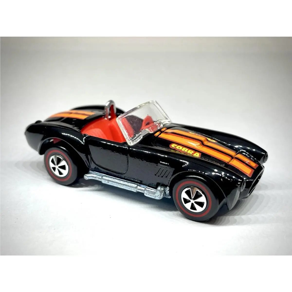Hot Wheels Shelby Cobra Black with Orange Stripes Custom Made Redline
