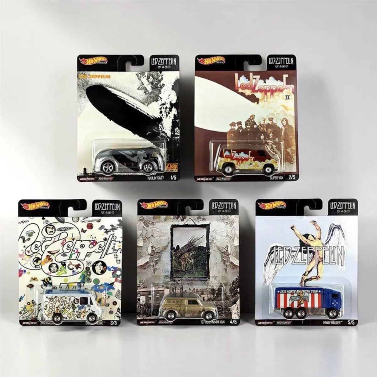 Hot Wheels Premium Pop Culture Led Zeppelin Real Riders Complete Set Of 5