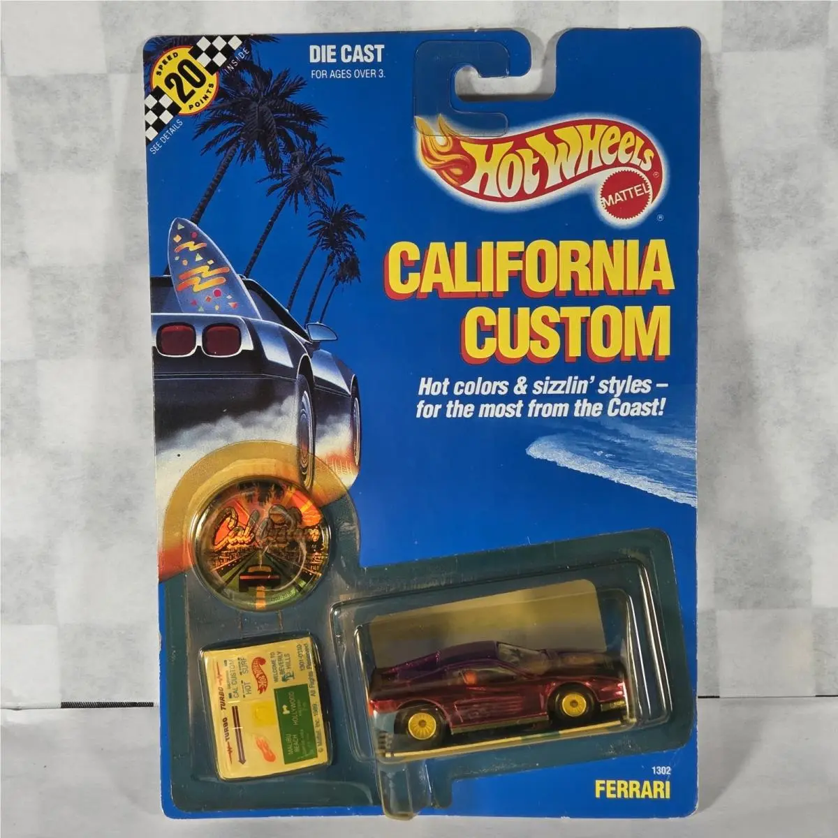 Hot Wheels California Custom Ferrari Testarossa Chrome Pink Real Riders Nip Card