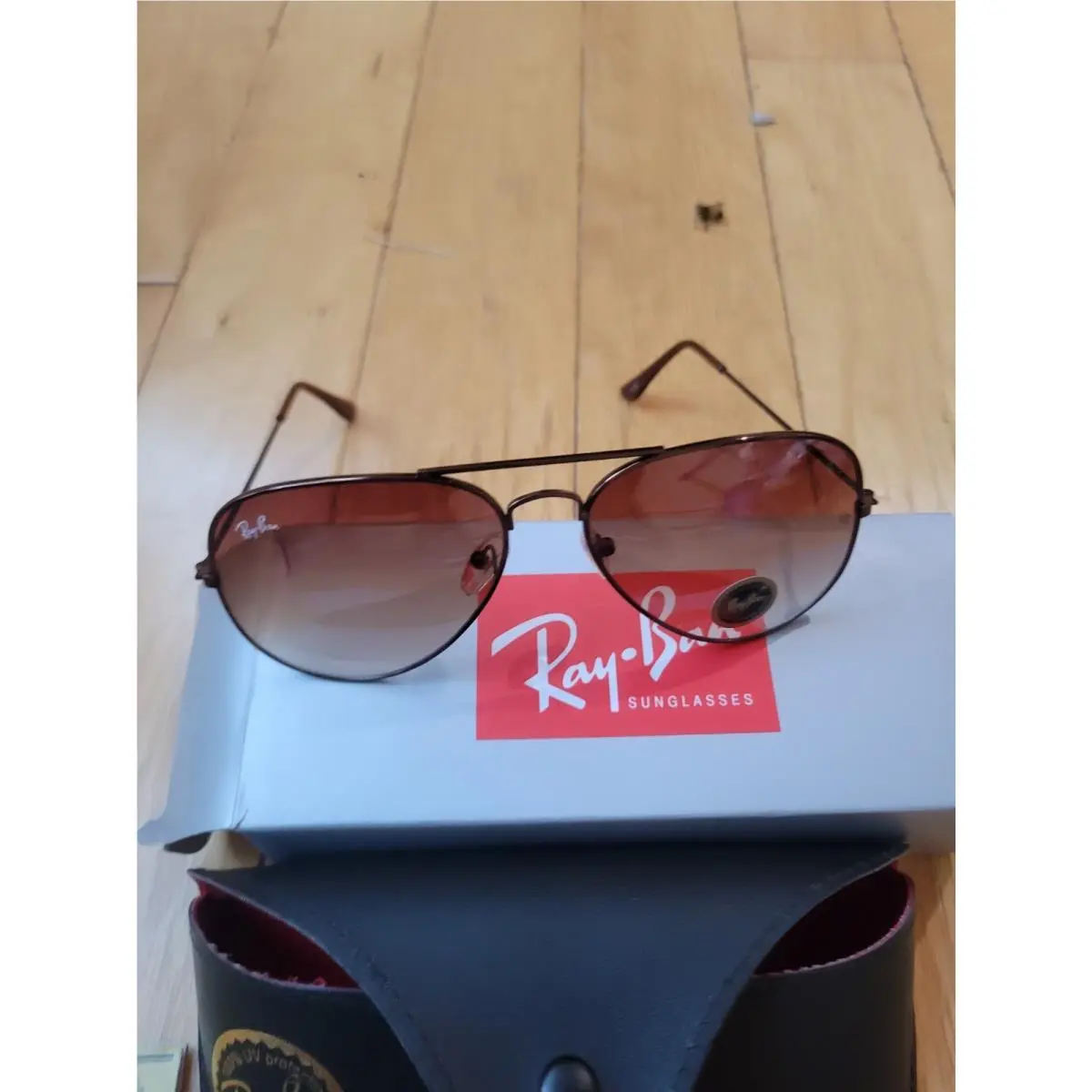 Ray-ban Aviator Sunglasses Brown Metal Frame Brown Glass Lenses Intl by Ray-Ban