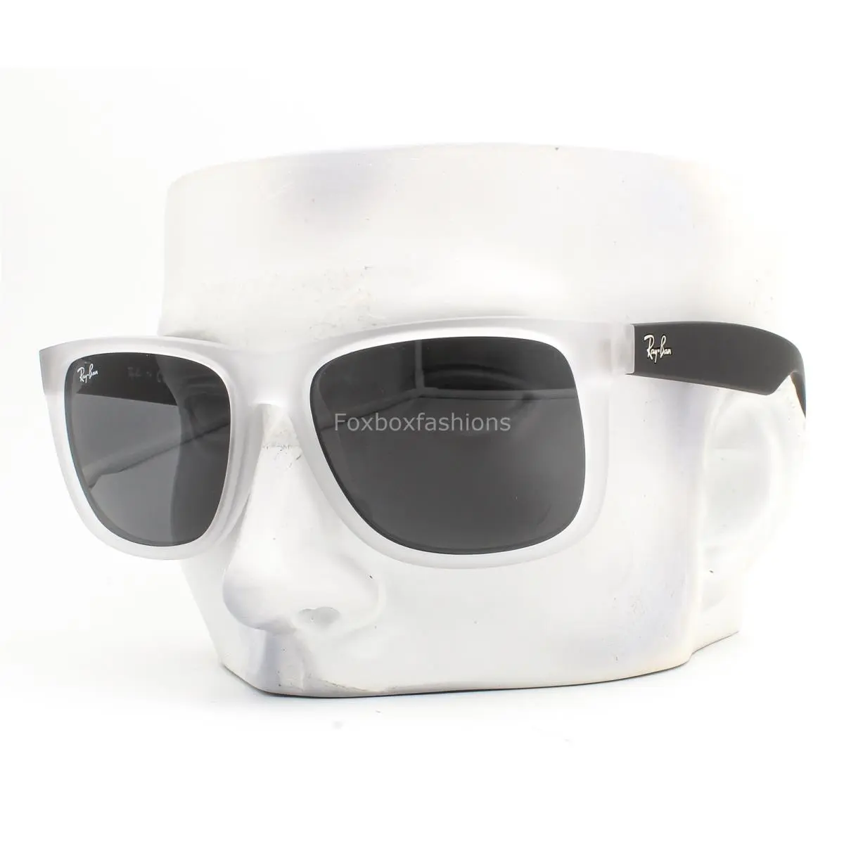 Ray-ban Justin Sunglasses RB4165 6512/87 Matte Clear Rubber on Black 50mm Small by Ray-Ban
